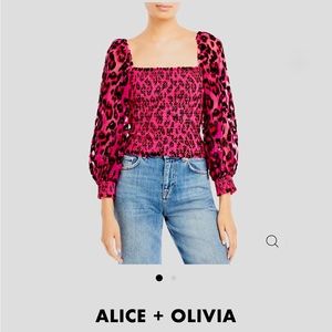 NWT Alice + Olivia pink & black metallic top size small blouse